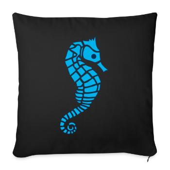 Blaues Seepferdchen - Sofakissenbezug 45 x 45 cm - Schwarz - Vorne