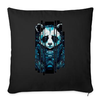 Cyber panda - Sofa pillowcase 17,3'' x 17,3'' (45 x 45 cm) - black - Front