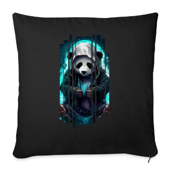 Sweet animals, cyber panda - Sofa pillowcase 17,3'' x 17,3'' (45 x 45 cm) - black - Front