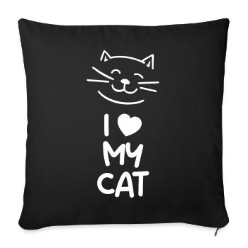 I love my cat (dark) - Sofa pillowcase 17,3'' x 17,3'' (45 x 45 cm) - black - Front