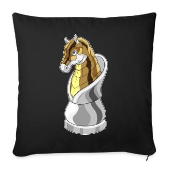 Pferd Schachfigur Springer Schach - Sofakissenbezug 45 x 45 cm - Schwarz - Vorne