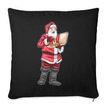 Santa Claus Christmas Pizza - Sofa pillowcase 17,3'' x 17,3'' (45 x 45 cm) - black - Front