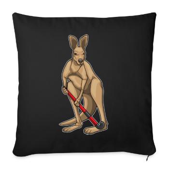 Kangaroo Hockey sur gazon Stick - Housse de coussin décorative 45 x 45 cm - noir - Devant
