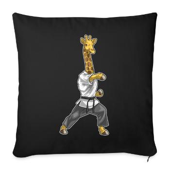 Girafe Karaté Arts Martiaux - Housse de coussin décorative 45 x 45 cm - noir - Devant