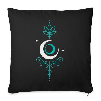 Flèche de lune avec lotus et cristal - Moon Spirit - Housse de coussin décorative 45 x 45 cm - noir - Devant