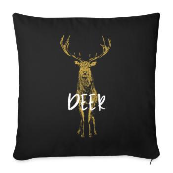 Orange Sparkle Deer Detailed Drawing - Sofa pillowcase 17,3'' x 17,3'' (45 x 45 cm) - black - Front