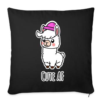 Cute AF Llama Baby or Alpaca - Sofa pillowcase 17,3'' x 17,3'' (45 x 45 cm) - black - Front