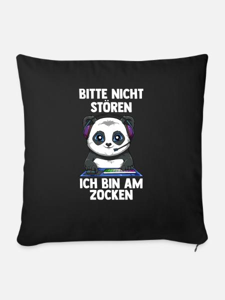 Gaming Panda - Computerspiele Videospiele - - Sofakissenbezug 45 x 45 cm - Schwarz