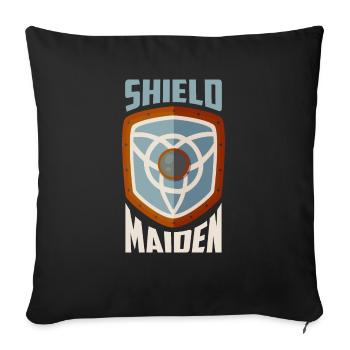 Bouclier Vierge Vikings Nordiques - Housse de coussin décorative 45 x 45 cm - noir - Devant