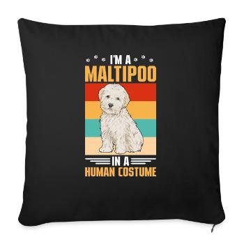 Chien Maltipoo - Housse de coussin décorative 45 x 45 cm - noir - Devant