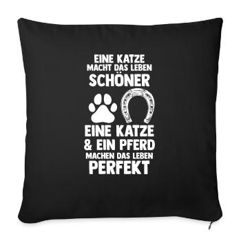 Katzen Pferdeliebhaber Katzenliebhaber Pferde - Sofakissenbezug 45 x 45 cm - Schwarz - Vorne