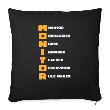 School bus MONITOR Mentor Organizer Nurse - Sofa pillowcase 17,3'' x 17,3'' (45 x 45 cm) - black - Front
