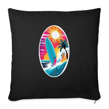 Surfing Beach Palm Tree Sunshine Holidays - Sofa pillowcase 17,3'' x 17,3'' (45 x 45 cm) - black - Front
