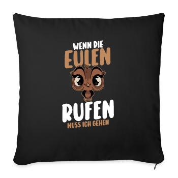 Eulen - Sofakissenbezug 45 x 45 cm - Schwarz - Vorne