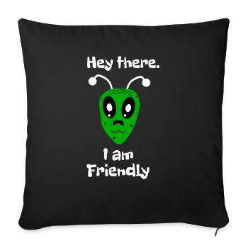 Hey there I'm friendly - Sofa pillowcase 17,3'' x 17,3'' (45 x 45 cm) - black - Front