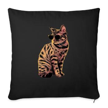 Sonnenbrille für Scottish Fold-Katzen Geschenk - Sofakissenbezug 45 x 45 cm - Schwarz - Vorne