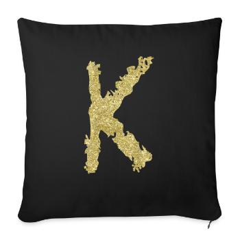 Lettre K Cadeau Nom 2 - Housse de coussin décorative 45 x 45 cm - noir - Devant