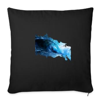 La vague parfaite, surf, surf, cadeau - Housse de coussin décorative 45 x 45 cm - noir - Devant