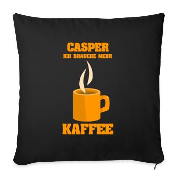 Kaffee Kaffetasse Cafe Casper - Sofakissenbezug 45 x 45 cm - Schwarz - Vorne