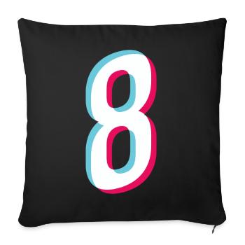 8 - NUMBER 8 - Number 8 jersey number - Sofa pillowcase 17,3'' x 17,3'' (45 x 45 cm) - black - Front