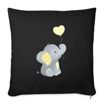 Baby Elephant Funny Sweet T-shirt Gift Idea - Sofa pillowcase 17,3'' x 17,3'' (45 x 45 cm) - black - Front
