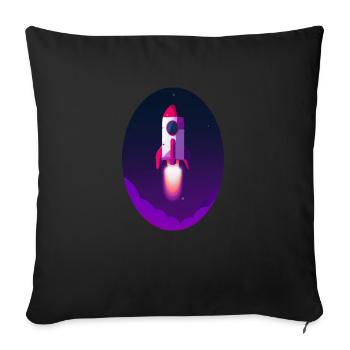 Space rocket - Sofakissenbezug 45 x 45 cm - Schwarz - Vorne