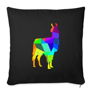 Alpaka Regenbogen Tiere Polygon - Sofakissenbezug 45 x 45 cm - Schwarz - Vorne