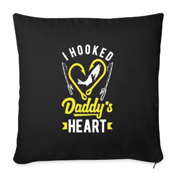 I Hooked Daddy's Heart Fishing Father's Day - Sofakissenbezug 45 x 45 cm - Schwarz - Vorne