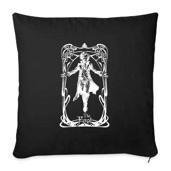Carte tarot Le Fou - Housse de coussin décorative 45 x 45 cm - noir - Devant