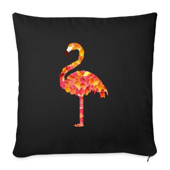Flamingo from autumn leaves - Sofa pillowcase 17,3'' x 17,3'' (45 x 45 cm) - black - Front