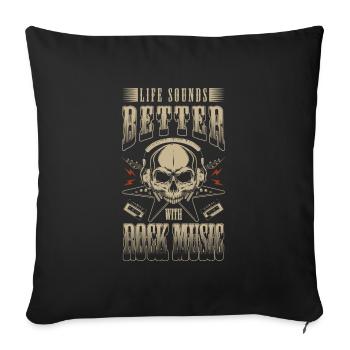 Rock Hard Rocker Drums - Sofa pillowcase 17,3'' x 17,3'' (45 x 45 cm) - black - Front
