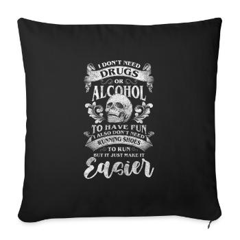 Drogenfrei Abhängigkeit Clean Neustart - Sofakissenbezug 45 x 45 cm - Schwarz - Vorne