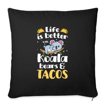 Eucalyptus Animal Welfare Forest - Sofa pillowcase 17,3'' x 17,3'' (45 x 45 cm) - black - Front