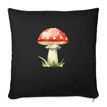 Crapaud champignon rouge - Housse de coussin décorative 45 x 45 cm - noir - Devant