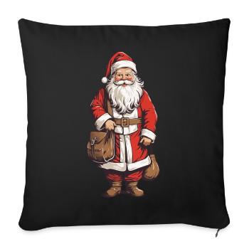 Père Noël rétro Art Noël Design - Housse de coussin décorative 45 x 45 cm - noir - Devant