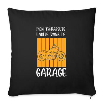 mon thérapeute habite dans le garage - Housse de coussin décorative 45 x 45 cm - noir - Devant