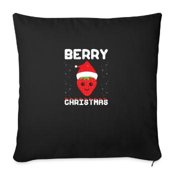 Berry Christmas, Vegan Live, Frohe Weihnachten - Sofakissenbezug 45 x 45 cm - Schwarz - Vorne