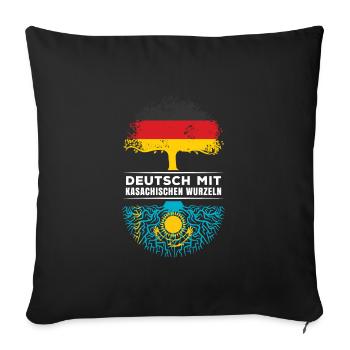 Deutsch mit Kasachischen Wurzeln Abstammung - Sofakissenbezug 45 x 45 cm - Schwarz - Vorne