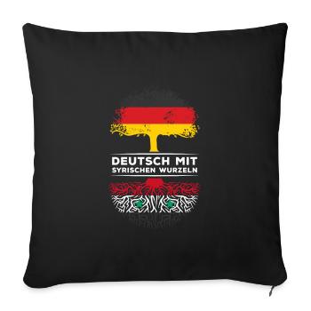 Deutsch mit Syrischen Wurzeln Abstammung - Sofakissenbezug 45 x 45 cm - Schwarz - Vorne