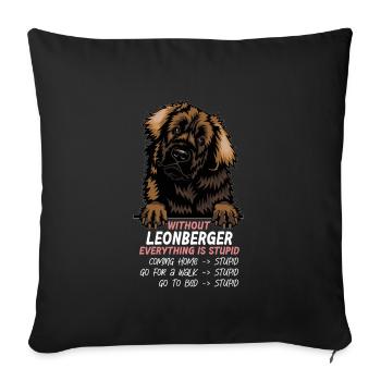 Ohne Leonberger ist alles doof - Sofakissenbezug 45 x 45 cm - Schwarz - Vorne