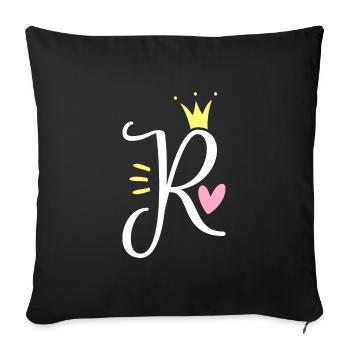 Letter R Initial Letter Crown - Sofa pillowcase 17,3'' x 17,3'' (45 x 45 cm) - black - Front