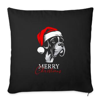 Boxer Merry Christmas, Dog's Head - Sofa pillowcase 17,3'' x 17,3'' (45 x 45 cm) - black - Front