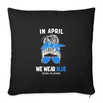 En avril, nous portons Blue Autism Awareness - Housse de coussin décorative 45 x 45 cm - noir - Devant