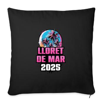 Lloret De Mar 2025 Palmen - Sofakissenbezug 45 x 45 cm - Schwarz - Vorne
