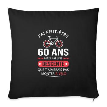 Vélo 60 Ans anniversaire cadeau 60 ans vélo - Housse de coussin décorative 45 x 45 cm - noir - Devant