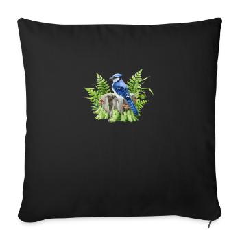 Blue jay - Sofa pillowcase 17,3'' x 17,3'' (45 x 45 cm) - black - Front