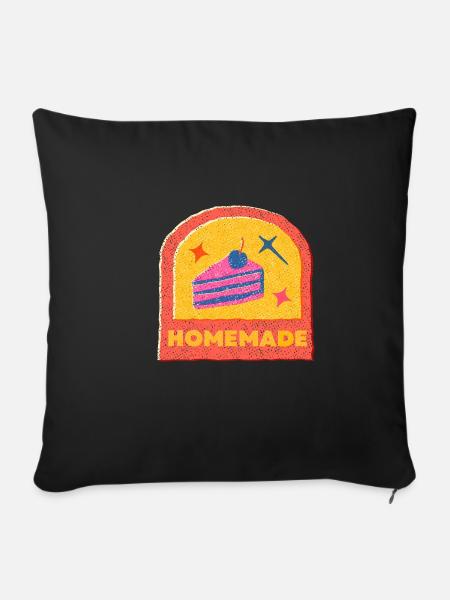 Selbstgemachte Torte Kuchen - Sofakissenbezug 45 x 45 cm - Schwarz