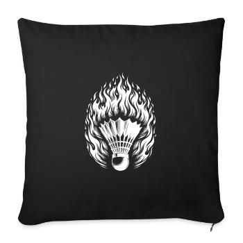 Badminton Ball in Flames and Fire Style - Sofa pillowcase 17,3'' x 17,3'' (45 x 45 cm) - black - Front