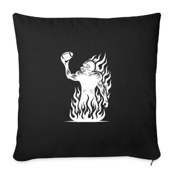 Football player with football in flames and fire - Sofa pillowcase 17,3'' x 17,3'' (45 x 45 cm) - black - Front