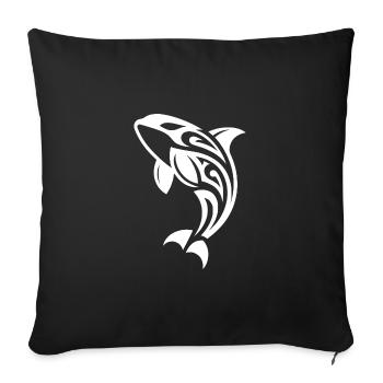 Jumping Orca Tattoo Style - Sofa pillowcase 17,3'' x 17,3'' (45 x 45 cm) - black - Front